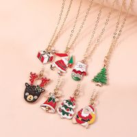 Cute Pendants Christmas Necklaces Enamel Deer Bell Tree Santa Gloves Gifts Necklace for Women Men Christmas Party Jewelry Gifts