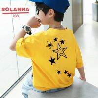 SOLANNA เสื้อเช็้ตเด็กชาย เสื้อผ้าเด็กผช พิมพ์ดาวอินเทรนด์ เสื้อเด็กผ้าฝ้ายแท้สำหรับเด็ก3-7ขวบ23811