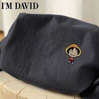 I M DAVID embroidery T-shirt of boy students youth luffy summer cotton embroidered collar jacket tide