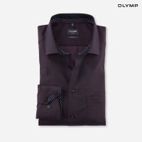 OLYMP GREEN CHOICE LUXOR Shirt เสื้อเชิ้ตชายรักษ์โลก สีม่วงเข้ม ผ้าเท็กเจอร์ แต่งดีเทล ทรงหลวม ใส่สบาย รีดง่าย