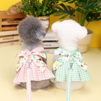 Bow Dog Collar Skirt Cute Pet Harness with Breast Strap Traction Rope Cat Dogs Clothes Harness Vest Princess Tutu Dress Skirt Dresses