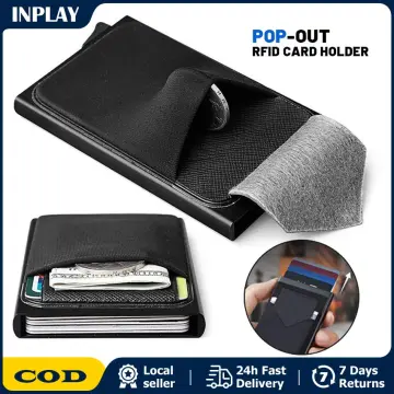 Aluminum Wallet With Elasticity Back Pouch Credit Card Holder Rfid