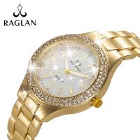 Diamond-encrusted gold watch trendy hip-hop fashion watch mens steel band quartz watch