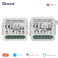 GIRIER Tuya Zigbee 3.0สมาร์ทม่านบังตาโมดูลสวิตซ์  รองรับ2ทางลูกกลิ้งควบคุมชัตเตอร์มอเตอร์ทำงานร่วมกับ Alexa Google Home