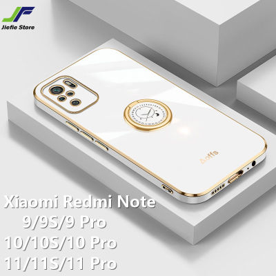 JieFie เคสโทรศัพท์ชุบโลหะ,เคสหรูหราสำหรับ Xiaomi Redmi Note 9S / 9 / 9 Pro / Note 10S / 10 / 10 Pro / Note 11S / 11 / 11 Pro / Note 8 เคสนิ่ม TPU-เคสลดลงพร้อมนาฬิกาตั้งโต๊ะที่สร้างสรรค์