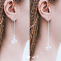 LAJEWEL Tiny droplet long earring  ต่างหู ต่างหูยาว ดีไซน์