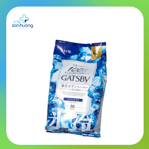 Khăn giấy khử trùng diệt khuẩn gatsby ice citrus bịch 30 miếng làm sạch da - ảnh sản phẩm 1