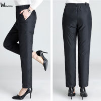 Oversize 5XL Warm Down Pants Women Fashion Plus Size Black High Waist Baggy Trousers Elegant Slim Fit Thick Cotton Pants