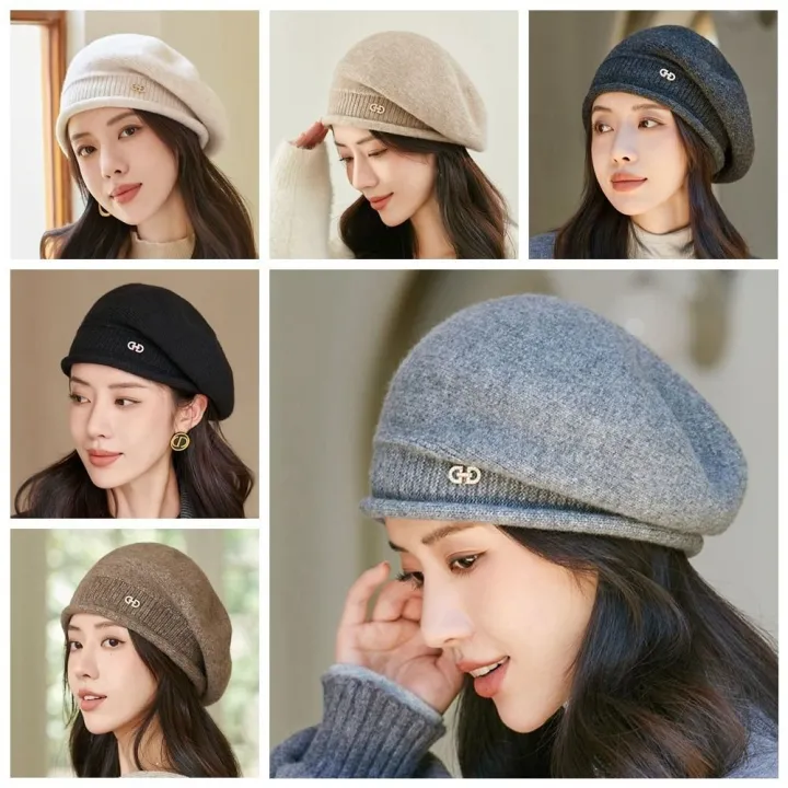 dgjkf-หมวกหน้าหนาว-สไตล์เกาหลีแบบ-หมวกเบเร่ต์ขนสัตว์-หมวกสำหรับศิลปิน-หมวกเด็กขายหนังสือพิมพ์-หมวกขนสัตว์หมวก-บุคลิกภาพที่ดี-หมวกสำหรับจิตรกร-หมวกถักนิตติ้ง-สำหรับผู้หญิง