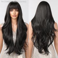 HENRY MARGU Black Long Wavy Synthetic Wig with Bangs Natural Body Wave Wigs for Women Cosplay Daily Hair Heat Resistant [ Hot sell ] Decoration Center