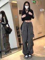 American Retro Hiphop Overalls For Women Straight-Leg Loose High-Waisted Slim Multi-Pocket Sports Casual Pants