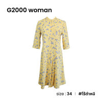 G2000 woman เดรสกระดุมคอกลมตัดสีดอกไม้สีม่วง D033-11