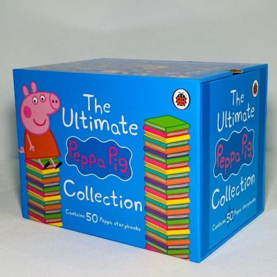 BOX SET!! Peppa pig ชุดหนังสืออ่านภาษาอังกฤษ peppa story books 50เล่ม Serie 1 กล่องฟ้า
