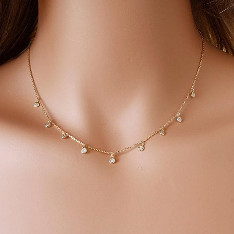Cross Gift Gold Necklace Silver Necklace Crystal White Gold Gold Plated Jewelry Simple Retro Valentines Day Short Clavicle Chain Long Diamond Wild Pendant Female Fashion Necklace