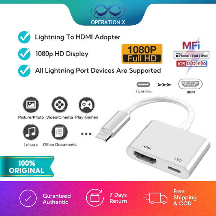 OPERATION X HDMI Adapter for iPhone to HDMI TV 1080P Digital AV Adapter