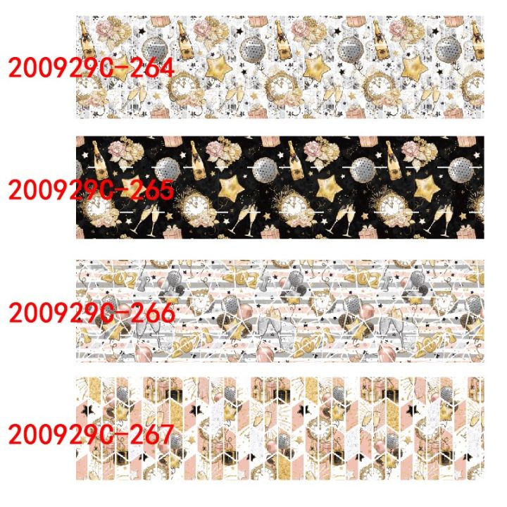 (50หลา/ล็อต) ริบบิ้นผ้ากรอสเกรนสไตล์สุขสันต์วันปีใหม่3 "ฉลองเทศกาลวันหยุด