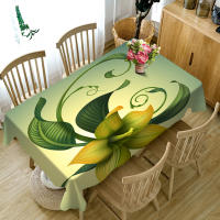 Rectangular 3D Tablecloth Yellow Tropical Rainforest Singular Flowers Pattern Waterproof Dining Table Coth for Wedding Party