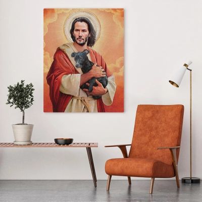 ศิลปะบนผนังผ้าใบลายพิมพ์ภาพวาดโปสเตอร์ Hd ที่ทันสมัย Keanu Reeves Meme Jesus ภาพตกแต่งบ้าน0706