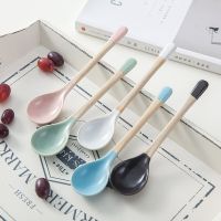 Creative Ceramic Ice Cream Spoon Macaron-colored Terracotta Handmade Spoon Tableware Dessert Coffee Tea Scoop Kitchen Supplies Serving Utensils