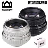 ♤♞ RISESPRAY 35mm f1.6 Manual Focus MF Prime Lens Lens II for EOSM N1 Fujifilm Fuji NEX Micro 4/3 silver Black