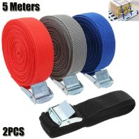 2Pcs 5 Meters Tensioning Belts Adjustable Cargo Straps For Car Motorcycle Bike Ratchet Tie-Down Belt For Luggage Bag Bind Belts