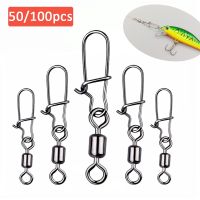 50/100PCS Pin Bearing Rolling Swivel Stainless Steel Snap Pike Fishing Accessories Connector Fishhook Lure Swivels Tackle Accessories