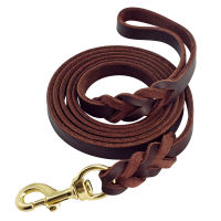 Genuine Leather Dog Leash Dogs Long Leashes Braided Walking Training Leads Brown Black Colors For Medium Large