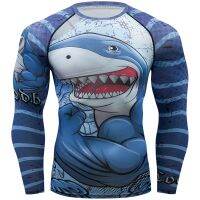 Brand New 2021 Men shark Sport Tees Running Shirt Long Sleeve T-shirt Compression Shirts Gym T-shirts Fitness Rashgard Shirt