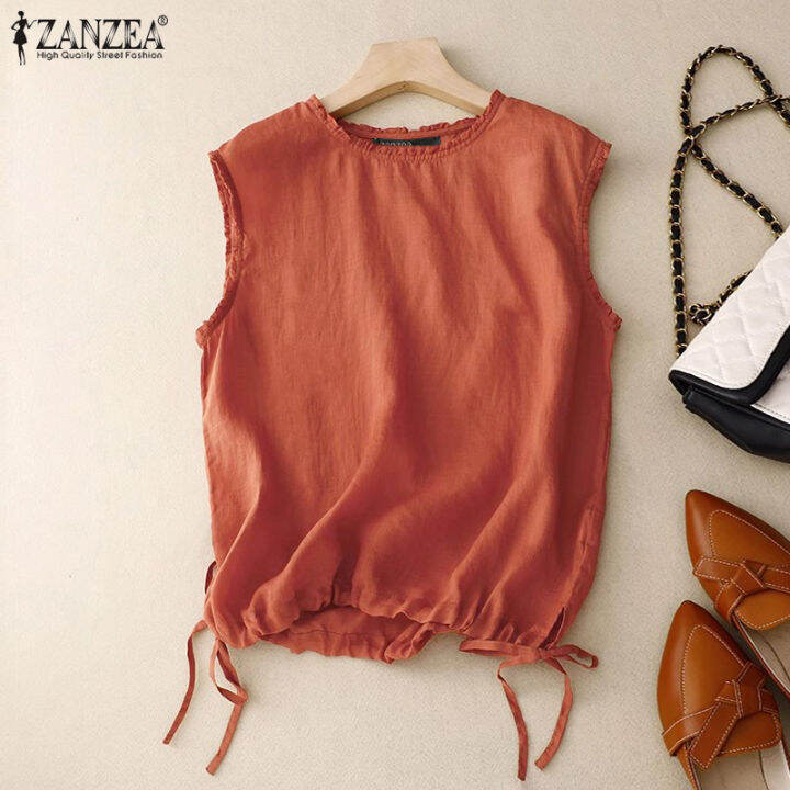 สินค้ามาใหม่-จัดส่งฟรี-fancystyle-zanzea-เสื้อกล้ามลำลองสำหรับสตรี-ฝ้ายลินินแบบผ่าคอแข็ง-camisoles-2