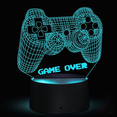 3D Video Game PS4 Controller Illusion Lamp Bedroom Gamepad Decor Table Night Light For Christmas Birthday Gifts for Boys Girls
