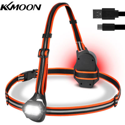 KKmoon WEST ขี่จักรยานกลางแจ้งกีฬาแสง IPX4กันน้ำ USB ชาร์จไฟฉาย LED คืนหน้าอกโคมไฟวิ่งขี่จักรยานอุปกรณ์