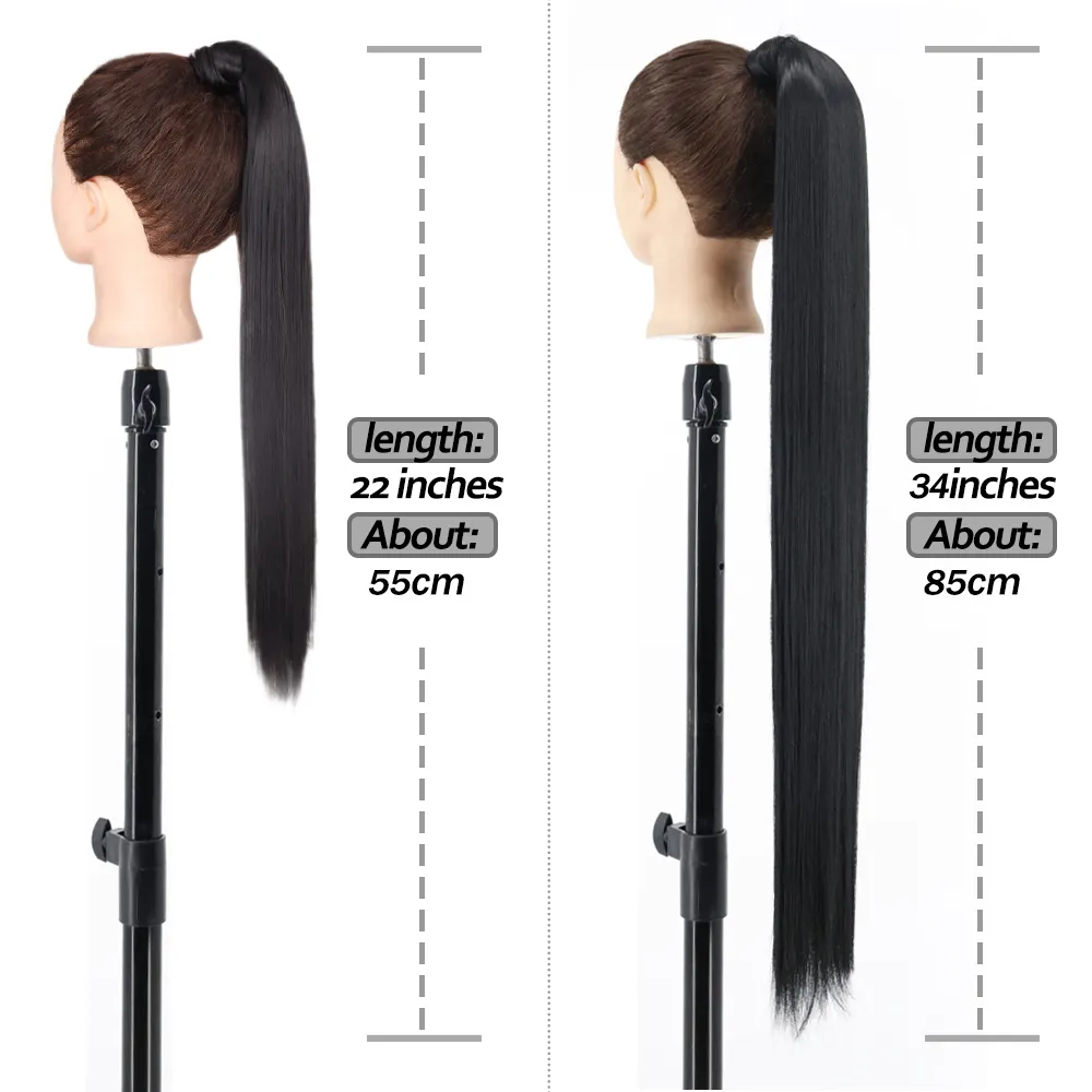 cw】Synthetic Long Straight Ponytail Wrap Around Clip In Hair Extensions Natural Hairpiece Fiber Black Blonde Fake Hair Pony Tail cw】Synthetic Long Straight Ponytail Wrap Around Clip In Hair Extensions Natural Hairpiece Fiber Black Blonde Fake Hair Pony Tail