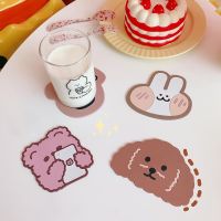 INS Cute Cartoon Coasters Waterproof Heat Insulation Non-Slip Bowl Pad Milk Coffee Water Cup Mat Kitchen Tableware