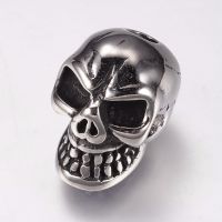 2pc 304 Stainless Steel Beads Skull Antique Silver 15.5x10x12mm Hole: 3mm