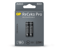 GP ReCyko Pro battery 800mAh AAA ถ่านชาร์จ แพ็ค 2 ก้อน (GP85AAAHCB-2WB2) แท้