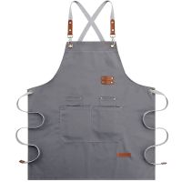 Chef Apron-Cross Back Apron for Men Women,Cooking Aprons with Adjustable Straps and Large Pockets for BBQ &amp; Grill