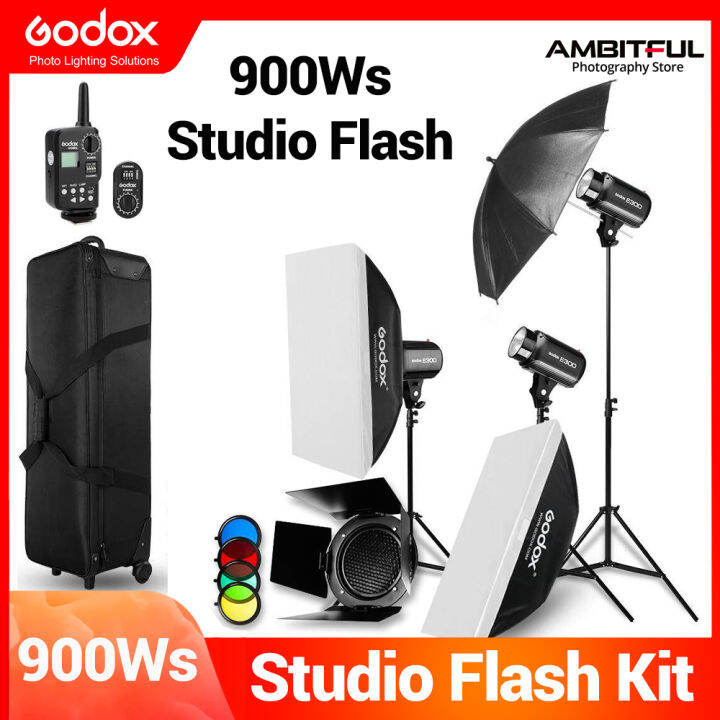 Godox 900Ws Strobe Studio Flash Light Kit 3pcs Godox E300 Photographic