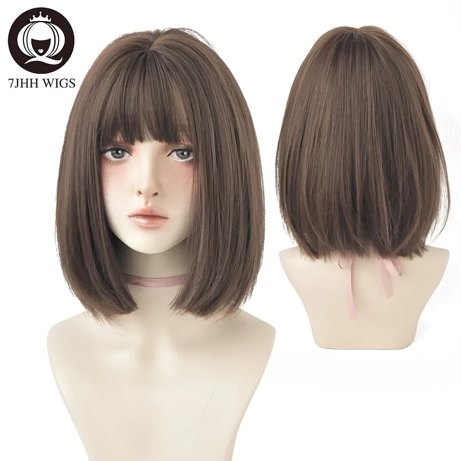 7JHH WIGS Short Wig 3 Colors Straight Human Hair Washable with Bangs Black  Bob Wig for Girl Daily Wear New Style Natural Supple Summer Heatresistant  Wig | Lazada PH