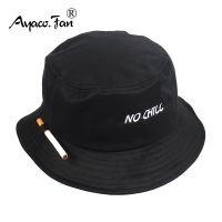 2021 Solid Black Men Women Bucket Hat Cigarette Embroidery NO CHILL Hip Hop Fishing Cap Adult Unisex Panama Bob Hat Flat Sunhat