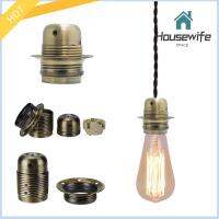 HOUSEWIFE SPACE แกนเซรามิกส์ ที่ใส่หลอดไฟ E27เอดิสัน ฟันเต็มรูปแบบ อุปกรณ์เสริมแสง DIY ซ็อกเก็ตไฟพร้อมวงแหวน วินเทจ โลหะผสมชุบโลหะ หัวโคมไฟแบบล็อคในตัว บ้านในบ้าน