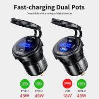 90W Quick Charge Car Charger PD Port Fast Charging Switch Onoff Phone Charger จอแสดงผล LED Power Adapter Universal สำหรับ12V24V