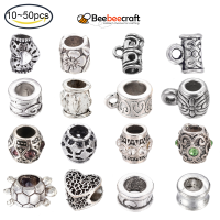 Beebeecraft 10-50 pc Large Hole Beads Tibetan Style European Beads Lead Free and Cadmium Free Column Antique Silver