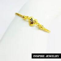 INSPIRE JEWELRY  สร้อยข้อมือรูปหัวใจ งานแบบร้านทอง น่ารักมาก ตัวเรือนหล่อด้วยทองเหลือง ชุบเศษทองแท้ พร้อมถุงกำะหยี่