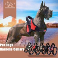 Large pet Dog Harness All Weather Service Nylon Dog Vest Padded Adjustable Safety Vehicular Lead For Dogs Pet Collars