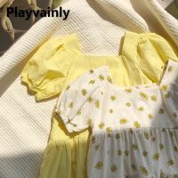 【YF】 Korean style Mother Daughter Dress 2021 Summer new cotton square neck Girls Parent-child Clothing Outfit E100280