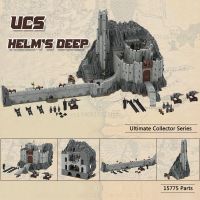 ฉากภาพยนตร์ UCS Helm Deep MOC บล็อกตัวต่อปราสาทที่มีชื่อเสียงส่วนประกอบ DIY เทคโนโลยีคอลเลคชั่นตัวต่อโมเดลของขวัญของเล่นคริสต์มาส