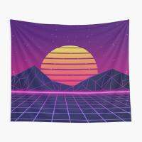 【cw】 Synthwave Sunset Aesthetic  Tapestry Art Bedspread Room Wall Beautiful Decoration Towel Home Printed Yoga Mat Blanket Travel