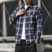 HOT14★New Mens Plaid Shirt Fashion Loose Large Vintage Cal Mens Shirt