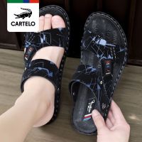 Cartelo crocodile sandals mens dual-purpose trendy driving outside wear mens slippers beach summer personality word sandals shoes