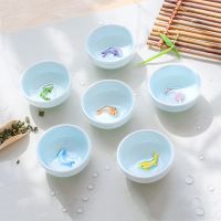 6Pcs/Set Office Tea Cup Creative Celadon 3D Fish Teacups Crackle Glaze Travel Tea Bowl Porcelain Kung Fu Water Mug Drinkware